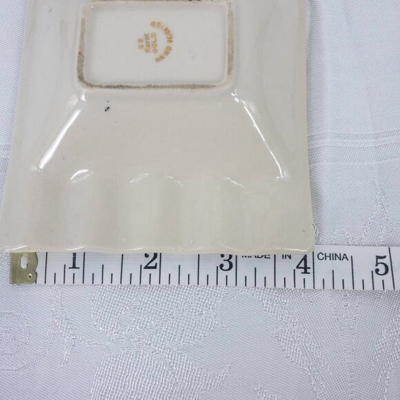 Vintage MCM Ashtray 22 KT Gold White Hand Painted 5" X 4" - Picture 12 of 12